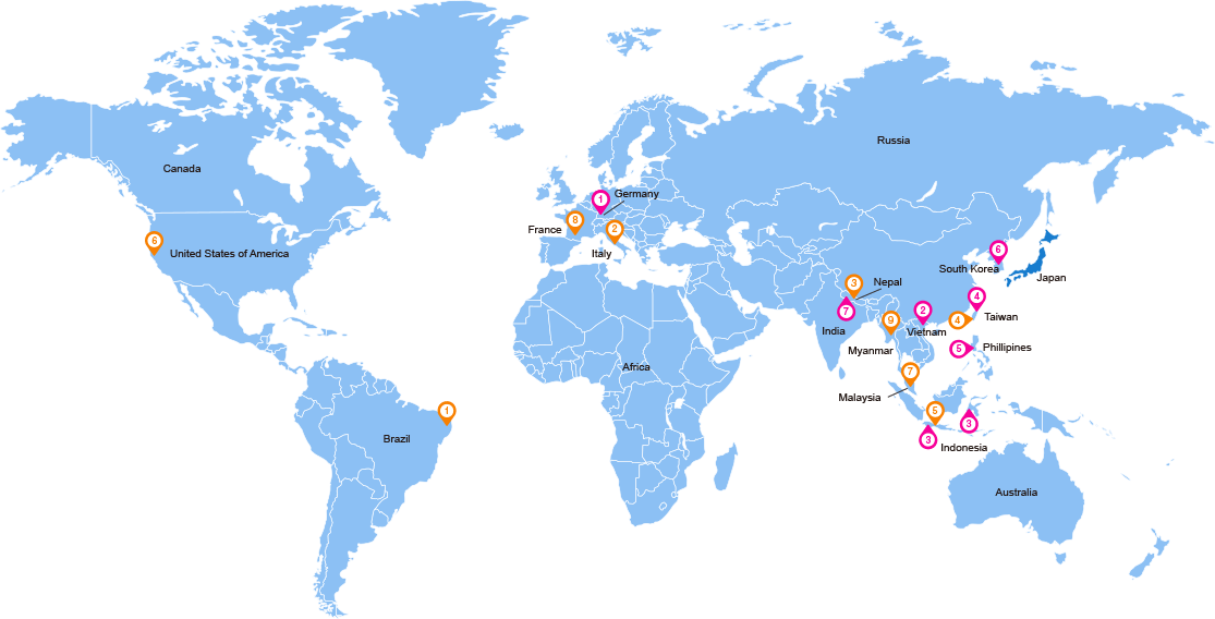 Our Global Network of Partner Schools list map